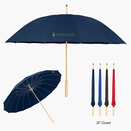 46" Arc Umbrella with 100% RPET Canopy & Bamboo Handle — view 2