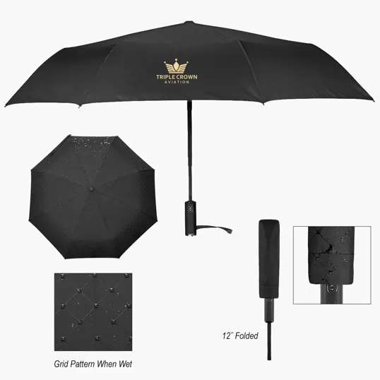 42" Arc Telescopic Folding Umbrella with 100% rPET Canopy