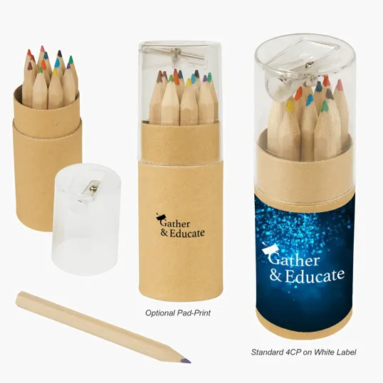 12-Piece Colored Pencil Set in Tube with Sharpener — view 3