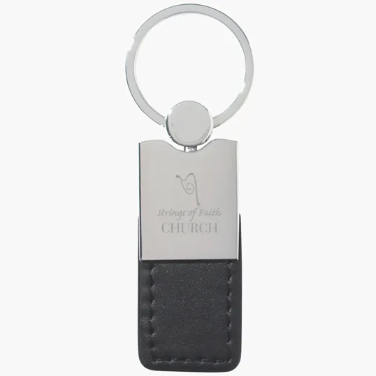 Metal and Simulated Leather Key Tag