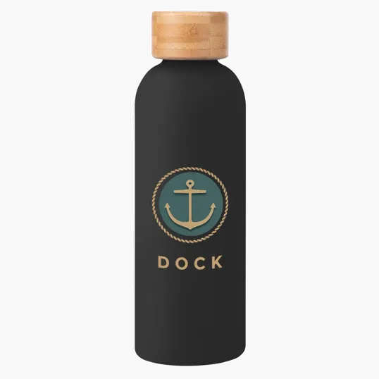 Blair Recycled Stainless Steel Bottle with Bamboo Lid, 17 oz — view 2