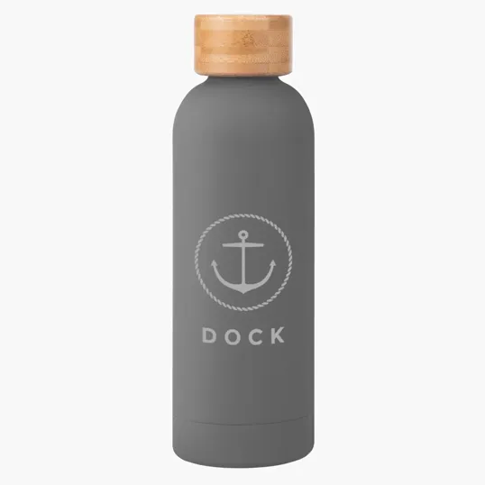 Blair Recycled Stainless Steel Bottle with Bamboo Lid, 17 oz — view 5