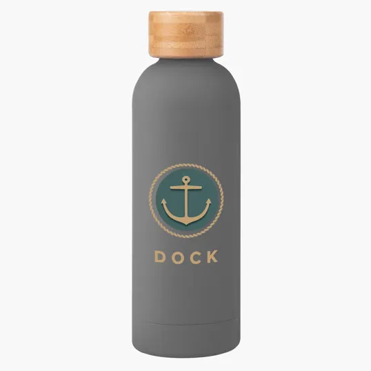 Blair Recycled Stainless Steel Bottle with Bamboo Lid, 17 oz — view 6