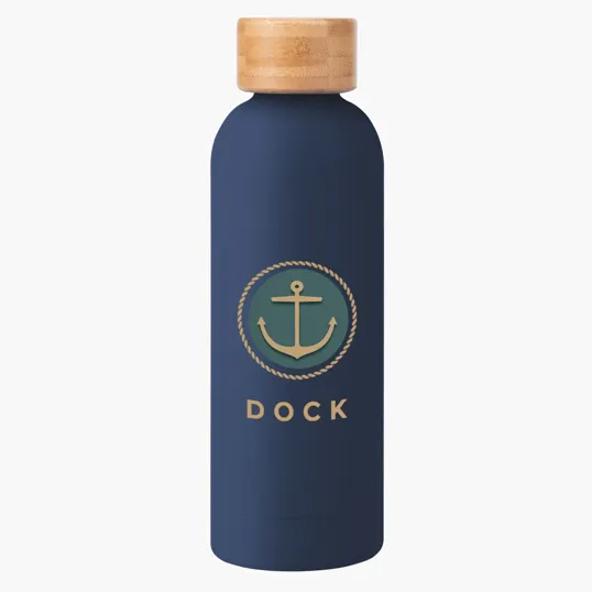 Blair Recycled Stainless Steel Bottle with Bamboo Lid, 17 oz — view 7