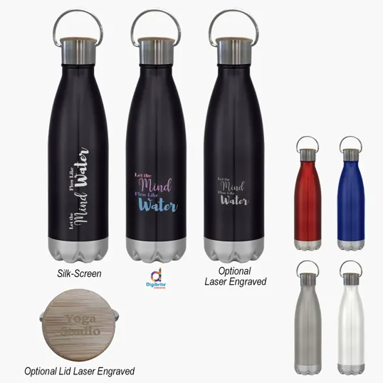 16 Oz. Swiggy Stainless Steel Bottle with Bamboo Lid — view 4