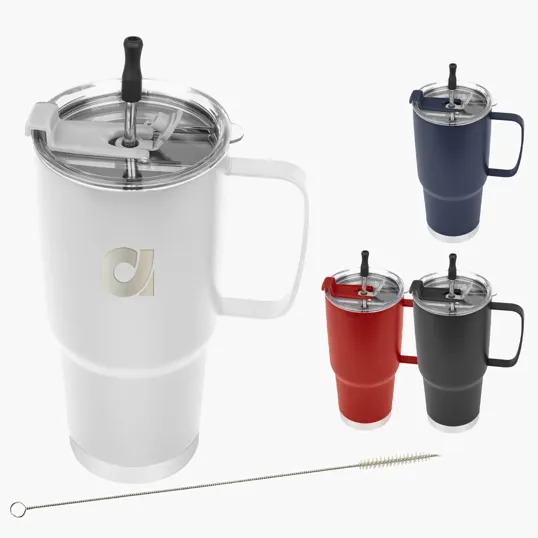 Lisbon Stainless Steel Tumbler with Straw, 30 oz