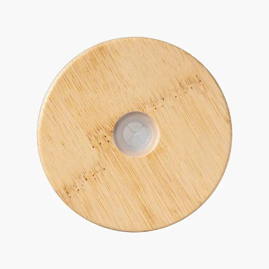 17 oz. Soda Lime Glass Can with Bamboo Lid — view 2