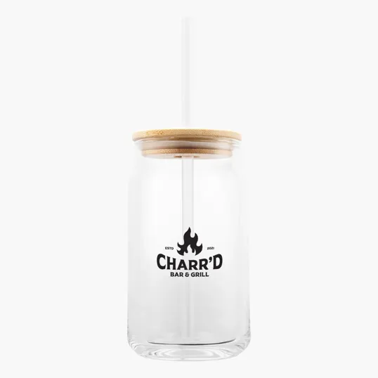 17 oz. Soda Lime Glass Can with Bamboo Lid — view 6