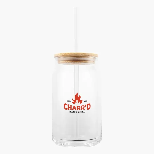 17 oz. Soda Lime Glass Can with Bamboo Lid — view 4