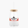 17 oz. Soda Lime Glass Can with Bamboo Lid — view 3