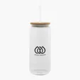 20 Oz. Ribbed Borosilicate Glass Can with Bamboo Lid — view 2