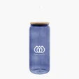 20 Oz. Ribbed Borosilicate Glass Can with Bamboo Lid — view 3