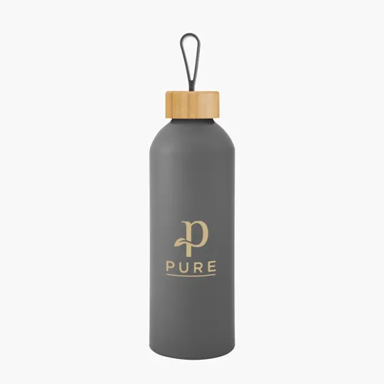 Blaire Recycled Aluminum Bottle with Bamboo Lid and Carry Handle, 25 oz — view 8