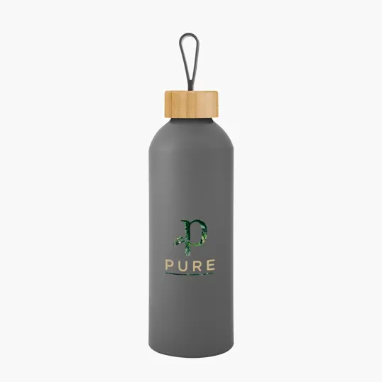 Blaire Recycled Aluminum Bottle with Bamboo Lid and Carry Handle, 25 oz — view 4