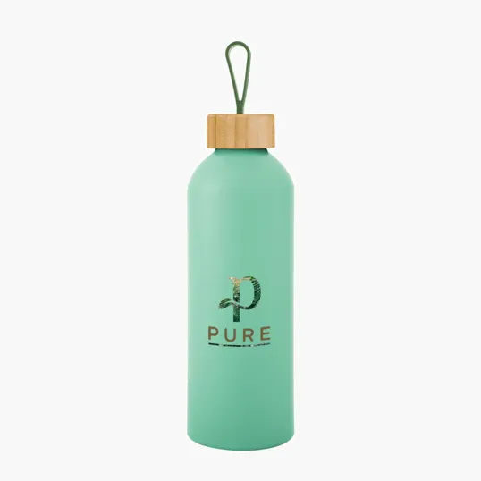 Blaire Recycled Aluminum Bottle with Bamboo Lid and Carry Handle, 25 oz — view 5