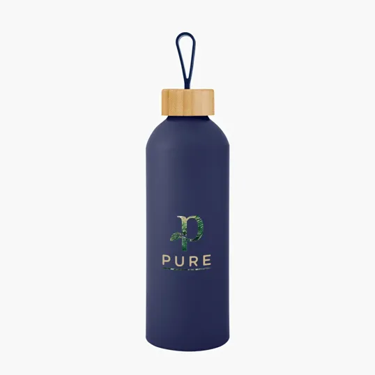 Blaire Recycled Aluminum Bottle with Bamboo Lid and Carry Handle, 25 oz — view 6
