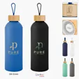 Blaire Recycled Aluminum Bottle with Bamboo Lid and Carry Handle, 25 oz