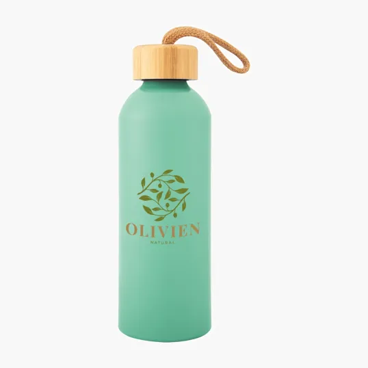 Blaire Recycled Aluminum Bottle with Bamboo Lid, 25 oz — view 4