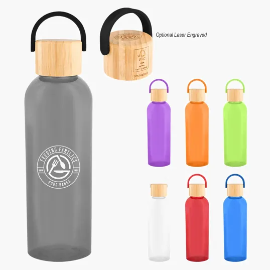 Ally rPET Bottle with Bamboo Lid and Easy Carry Handle, 20 oz