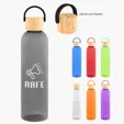 Jeffrey rPET Bottle with Bamboo Lid and Easy Carry Handle, 32 oz