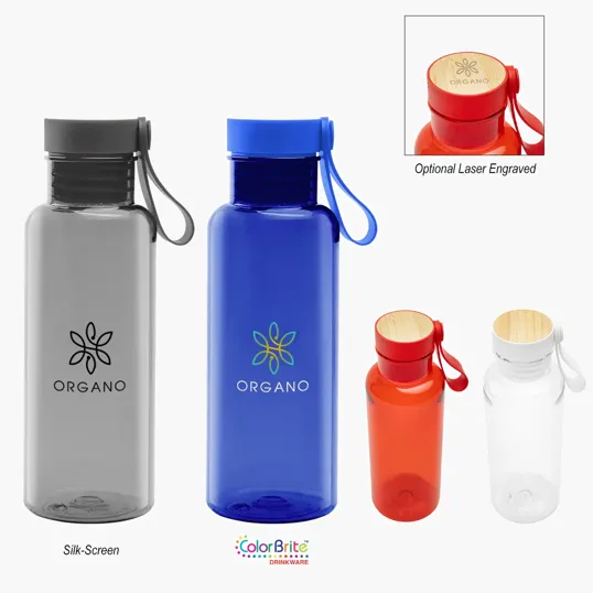 20 oz. rPET Bottle with Bamboo Accent Lid and Silicone Handle
