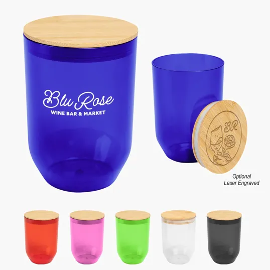 Montrose 12 Oz. rPET Wine Tumbler with Bamboo Lid