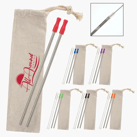 2-Pack Stainless Straw Kit with Cotton Pouch