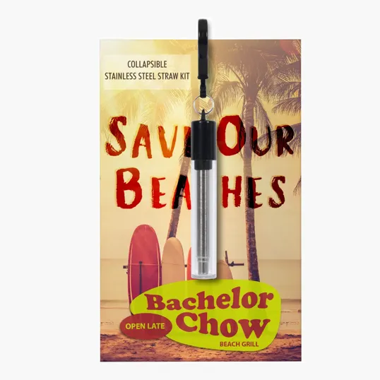 Greeting Card With Collapsible Stainless Steel Straw Kit — view 2