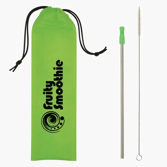 Stainless Steel Straw Kit with Silicone Tip and Travel Pouch — view 3