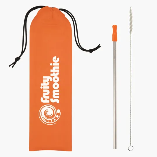 Stainless Steel Straw Kit with Silicone Tip and Travel Pouch — view 4