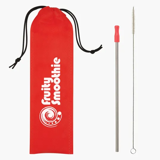 Stainless Steel Straw Kit with Silicone Tip and Travel Pouch — view 6