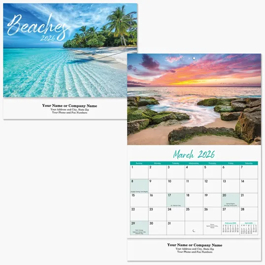 Beaches Stapled Wall Calendar