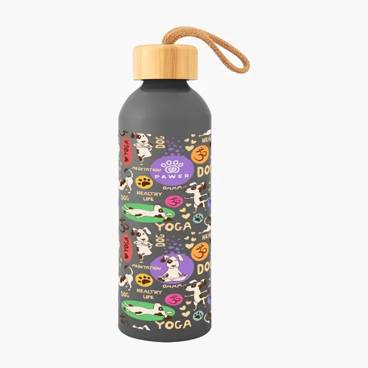 Blaire Recycled Aluminum Bottle with Bamboo Lid, 25 oz — view 4