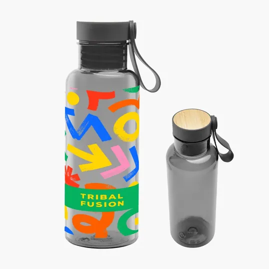 20 oz. Full Color Cade rPET Bottle with Bamboo Accent Lid — view 4