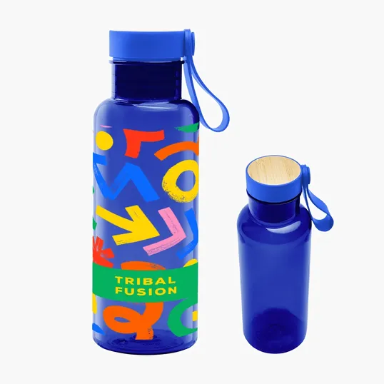 20 oz. Full Color Cade rPET Bottle with Bamboo Accent Lid — view 3