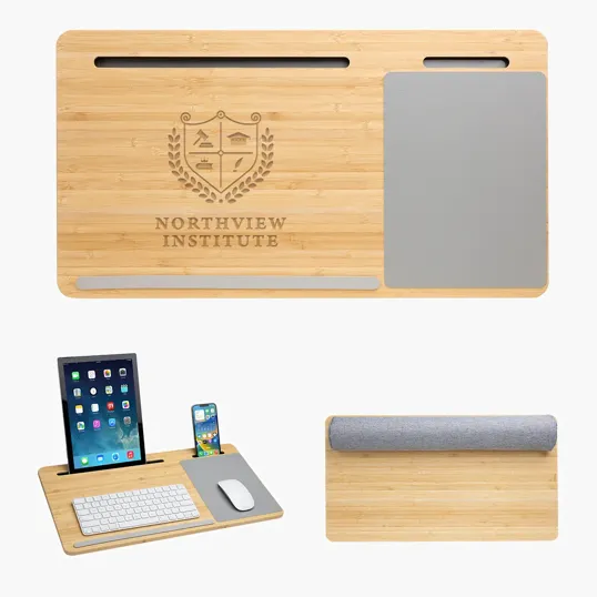 Bamboo Laptop Desk with Device Ledge — view 2