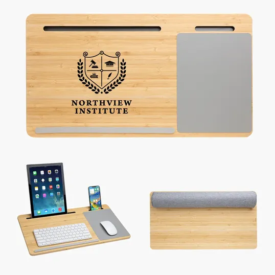 Bamboo Laptop Desk with Device Ledge — view 3