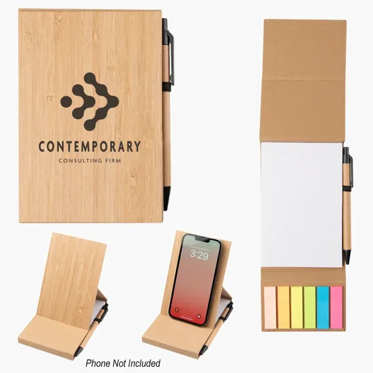 Bamboo Desk Jotter with Phone Stand — view 3