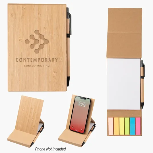 Bamboo Desk Jotter with Phone Stand — view 2