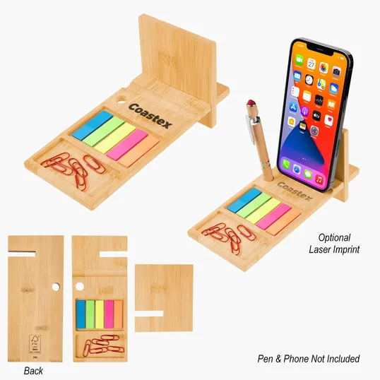Bamboo Phone Holder with Sticky Flags — view 2