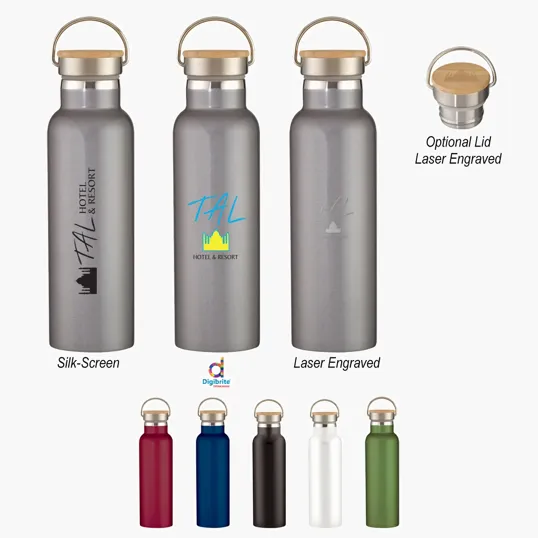Tipton Recycled Stainless Steel Bottle with Bamboo Lid, 21 oz — view 13
