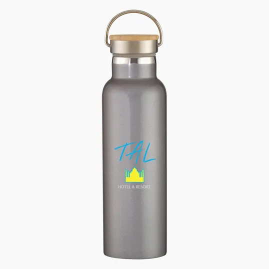 Tipton Recycled Stainless Steel Bottle with Bamboo Lid, 21 oz — view 4