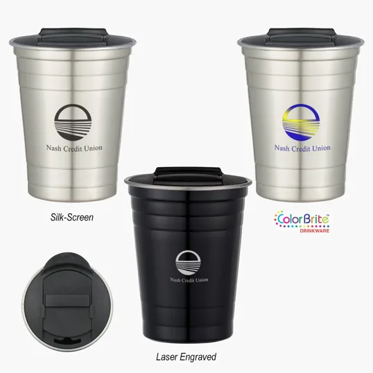 16 oz. Stainless Steel Cup with Spill-Resistant Lid — view 5