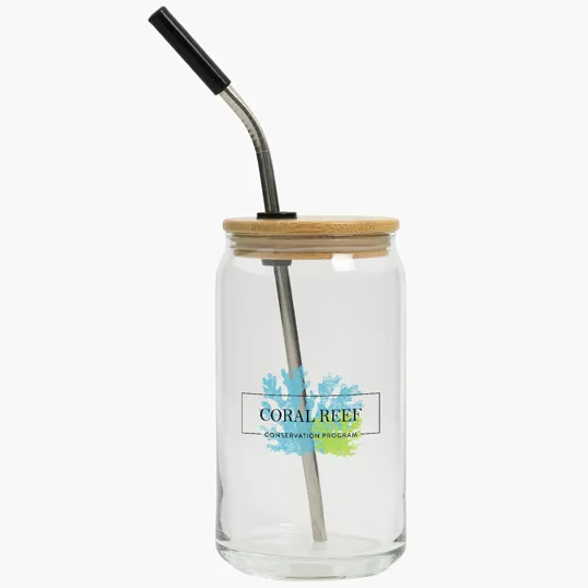 16 oz. Full Color Can Glass with Bamboo Lid