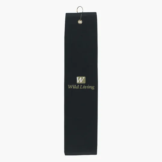 Folded Golf Towel with Metal Grommet and Hook — view 2