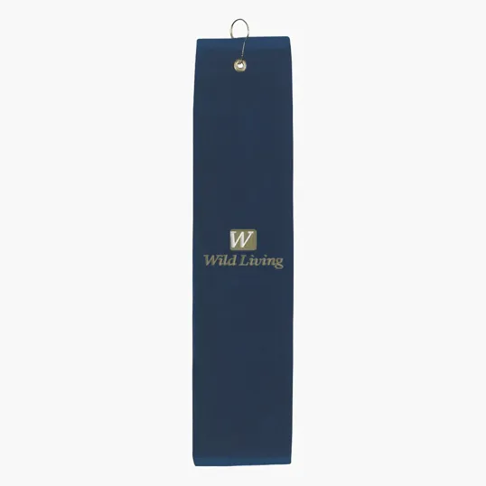 Folded Golf Towel with Metal Grommet and Hook — view 3
