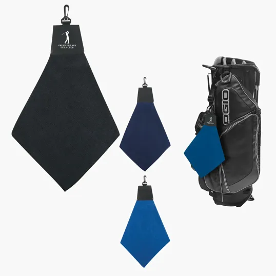 Triangle Fold Golf Towel with Leatherette Header — view 3
