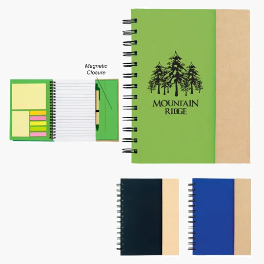 Spiral Notebook with Sticky Notes and Flags