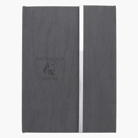 Woodgrain Padfolio with Sticky Notes and Flags