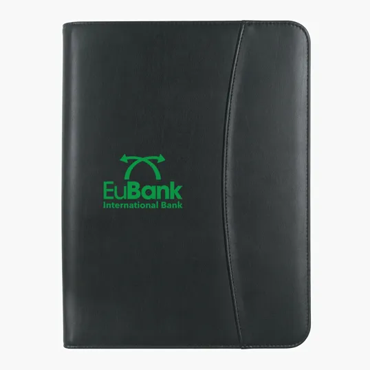 Leather Look 8 ½ x 11 Zippered Portfolio With Calculator — view 2
